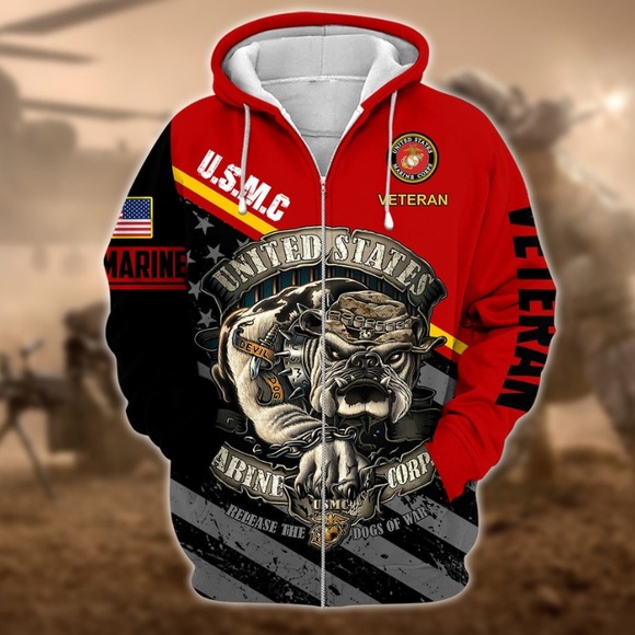 Amazon Other - NWT Amazon Men’s USMC Veteran Zipped Hoodie